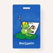 Niedliche, lustige, grüne Froschszene Cartoon-Abbi Ausweis (Rückseite)