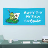 Niedliche, lustige, grüne Froschszene Cartoon-Abbi Banner (Messe)