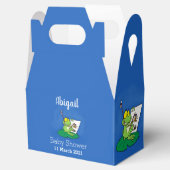 Niedliche, lustige, grüne Froschszene Cartoon-Abbi Geschenkschachtel (Geöffnet)