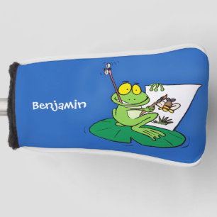 Niedliche, lustige, grüne Froschszene Cartoon-Abbi Golf Headcover