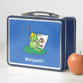 Niedliche, lustige, grüne Froschszene Cartoon-Abbi Metall Brotdose (Beispiel)