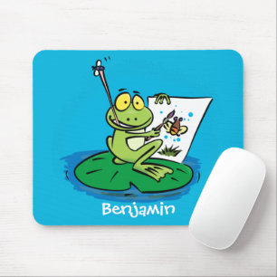 Niedliche, lustige, grüne Froschszene Cartoon-Abbi Mousepad