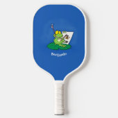 Niedliche, lustige, grüne Froschszene Cartoon-Abbi Pickleball Schläger (Vorderseite)