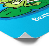 Niedliche, lustige, grüne Froschszene Cartoon-Abbi Poster (Ecke)