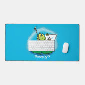 Niedliche, lustige, grüne Froschszene Cartoon-Abbi Schreibtischunterlage (Tastatur & Maus)