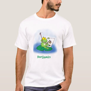 Niedliche, lustige, grüne Froschszene Cartoon-Abbi T-Shirt