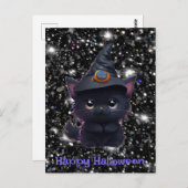 Niedliche, lustige Halloween-Schwarzkatze Postkarte (Vorne/Hinten)