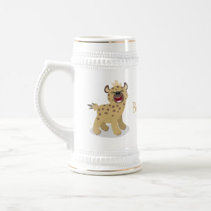 Niedliche lustige Hyäne lacht Cartoon Illustration Bierglas