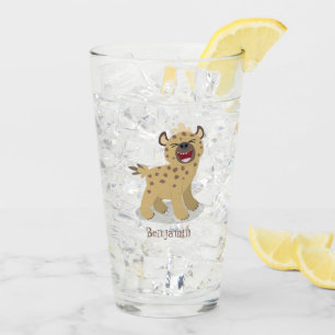 Niedliche lustige Hyäne lacht Cartoon Illustration Glas