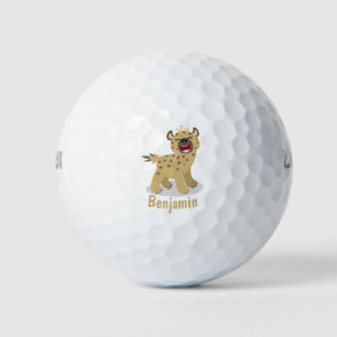 Niedliche lustige Hyäne lacht Cartoon Illustration Golfball