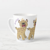 Niedliche lustige Hyäne lacht Cartoon Illustration Milchtasse (Linke Ecke)