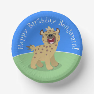 Niedliche lustige Hyäne lacht Cartoon Illustration Pappteller