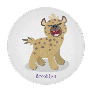 Niedliche lustige Hyäne lacht Cartoon Illustration Schneidebrett