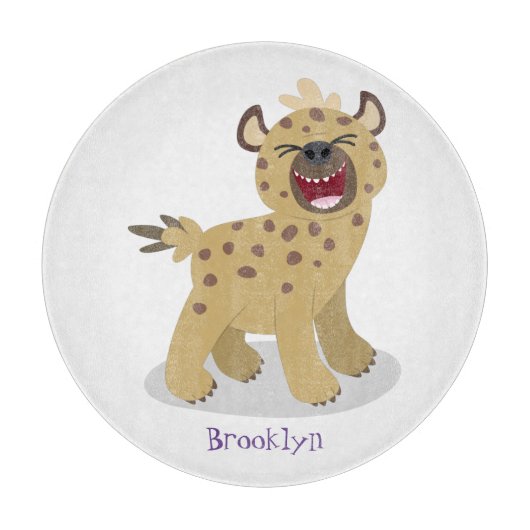 Niedliche lustige Hyäne lacht Cartoon Illustration Schneidebrett (Vorderseite)