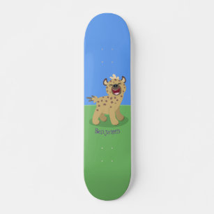Niedliche lustige Hyäne lacht Cartoon Illustration Skateboard