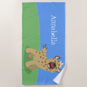 Niedliche lustige Hyäne lacht Cartoon Illustration Strandtuch (Vorderseite)