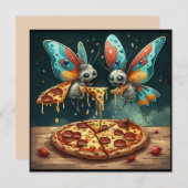 Niedliche lustige Insekten, die ein Pizza-lustiges Einladung (Vorne/Hinten)