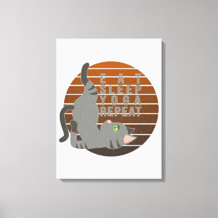 Niedliche lustige Katze, die Yoga macht. lustiges  Leinwanddruck