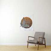 Niedliche lustige Katze, die Yoga macht. lustiges Wandteppich (Beispiel)