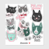 Niedliche, lustige Katzen Gesichter als Set für St Aufkleber (Blatt)