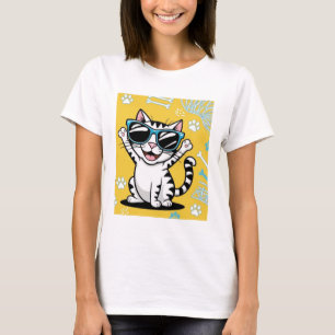 Niedliche lustige Katzenwitz-Sonnenbrille T-Shirt