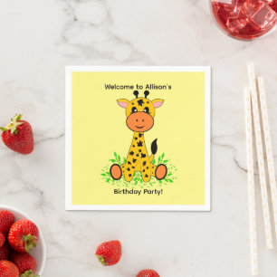Niedliche lustige Kindergiraffe zum Geburtstag Serviette