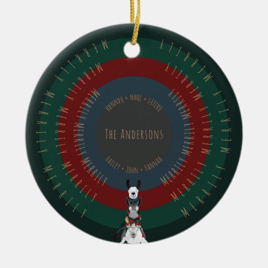 Niedliche, lustige, lustige Wintertierbilder Keramik Ornament (Vorne)