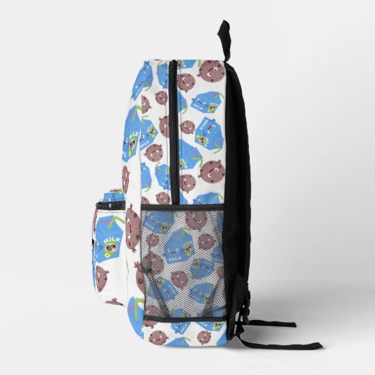 Niedliche lustige Milchkekse Cartoon Muster Bedruckter Rucksack (Rechts)