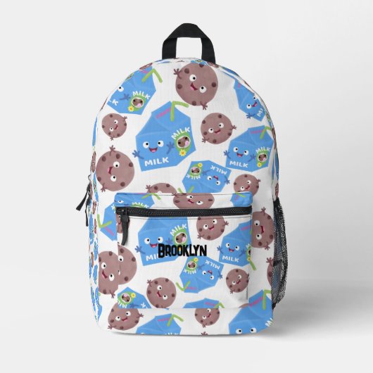 Niedliche lustige Milchkekse Cartoon Muster Bedruckter Rucksack (Vorderseite)