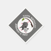 Niedliche lustige Opossum personalisiert Geburtsta Serviette (Ecke)