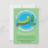 Niedliche lustige Raupe auf einem Cartoon Einladung (Vorderseite)