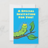 Niedliche lustige Raupe auf einem Cartoon Einladung (Rückseite)