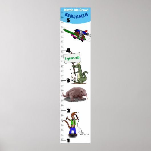 Niedliche lustige Reptilien Tiere Cartoon Wachstum Poster (Vorne)