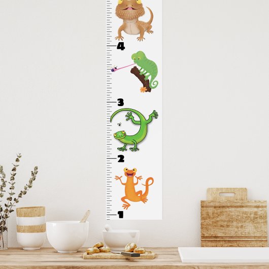 Niedliche lustige Reptilien Tiere Cartoon Wachstum Poster (Küche)