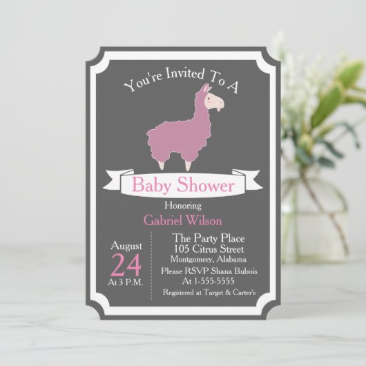 Niedliche lustige rosa einladung (Stehend Vorderseite)