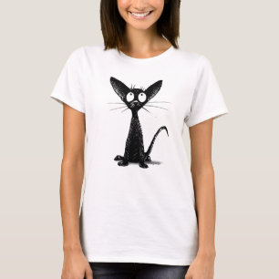 Niedliche lustige schwarze Katzen-Mode T-Shirt
