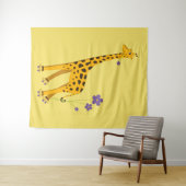 Niedliche lustige Skaten-Cartoon-Giraffe Wandteppich (Beispiel (Horizontal))