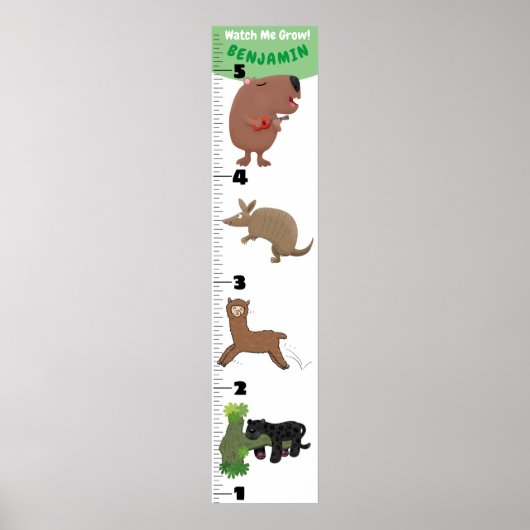Niedliche lustige Tiere Cartoon Wachstumstabelle Poster (Vorne)