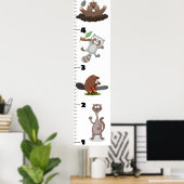 Niedliche lustige Tiere Cartoon Wachstumstabelle Poster (Heimbüro)