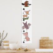 Niedliche lustige Tiere Cartoon Wachstumstabelle Poster (Küche)