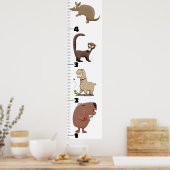 Niedliche lustige Tiere Cartoon Wachstumstabelle Poster (Küche)