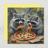 Niedliche lustige Tiere, die Pizza-lustige Geschen Einladung (Vorne/Hinten)