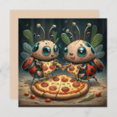 Niedliche lustige Tiere, die Pizza-lustige Geschen Einladung (Vorne/Hinten)