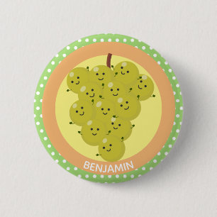 Niedliche, lustige Trauben-Cartoon-Illustration Button