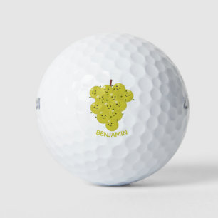 Niedliche, lustige Trauben-Cartoon-Illustration Golfball