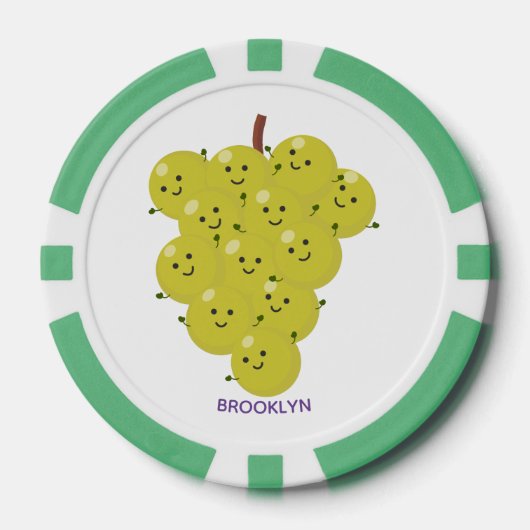 Niedliche, lustige Trauben-Cartoon-Illustration Pokerchips (Vorderseite)