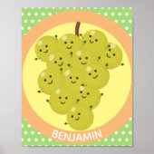 Niedliche, lustige Trauben-Cartoon-Illustration Poster (Vorne)