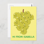 Niedliche, lustige Trauben-Cartoon-Illustration Postkarte (Vorne/Hinten)