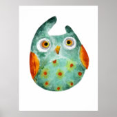 Niedliche, lustige Uhu, grün orange Poster (Vorne)