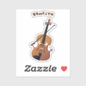 Niedliche lustige Violinmusikfigur Aufkleber (Blatt)